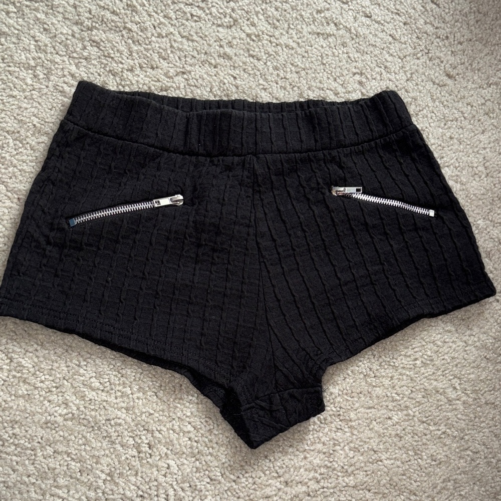 Sparkle & Fade Black High Waist Quilted Shorts